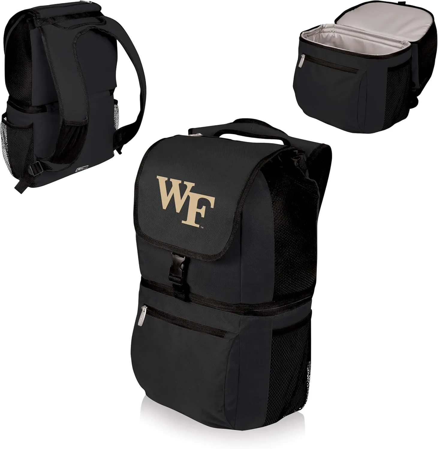 Picnic Time NCAA Wake Forest Demon Deacons Zuma Backpack Cooler, Black, 22 Liters