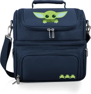 PICNIC TIME Star Wars Mandalorian Grogu Pranzo Lunch Bag, Insulated Lunch Box with Utensil Set, Lunch Cooler Bag, (Navy Blue)