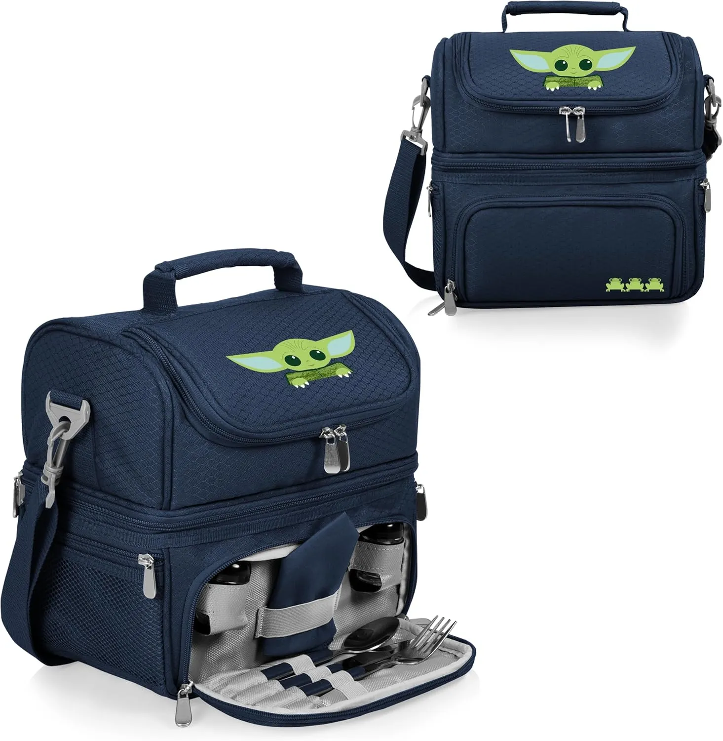PICNIC TIME Star Wars Mandalorian Grogu Pranzo Lunch Bag, Insulated Lunch Box with Utensil Set, Lunch Cooler Bag, (Navy Blue)