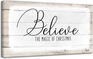 Pier 1 Imports 'Believe II' Small White Holiday Canvas Wall Art Sticker 5020339