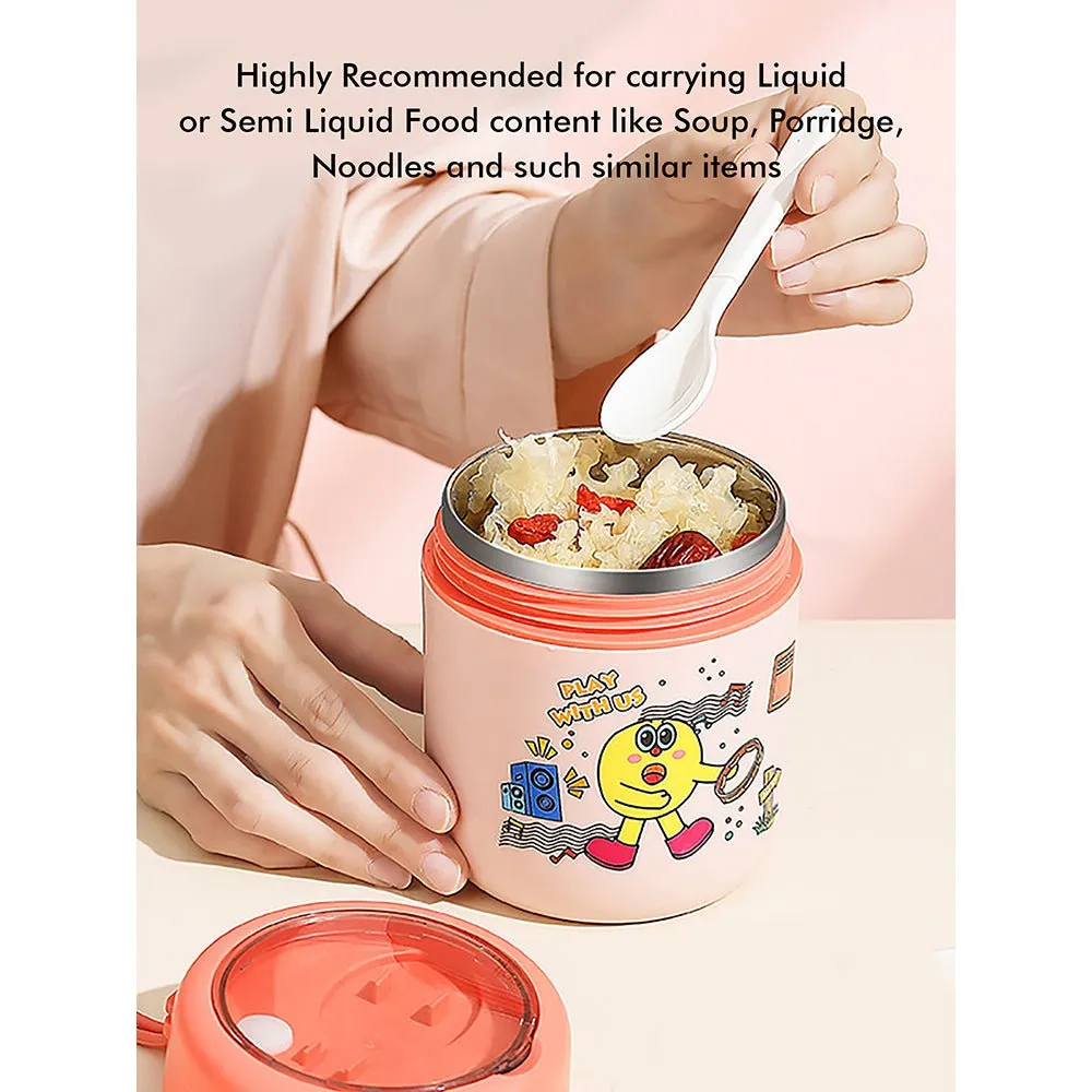 Pink Rockstar theme theme,Stainless Steel Soup/ Salad Tiffin Box with Insulated Vertical Tiffin Bag with detachable Spoon for Kids