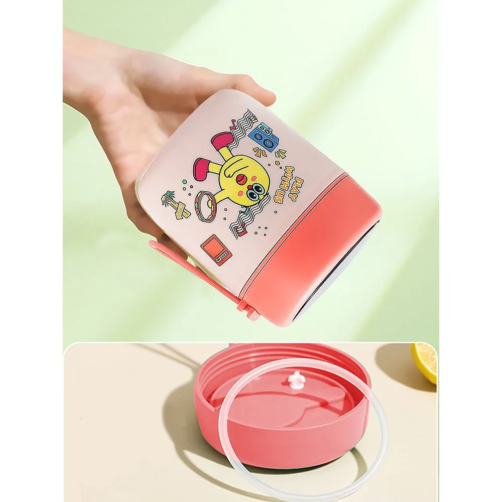 Pink Rockstar theme theme,Stainless Steel Soup/ Salad Tiffin Box with Insulated Vertical Tiffin Bag with detachable Spoon for Kids