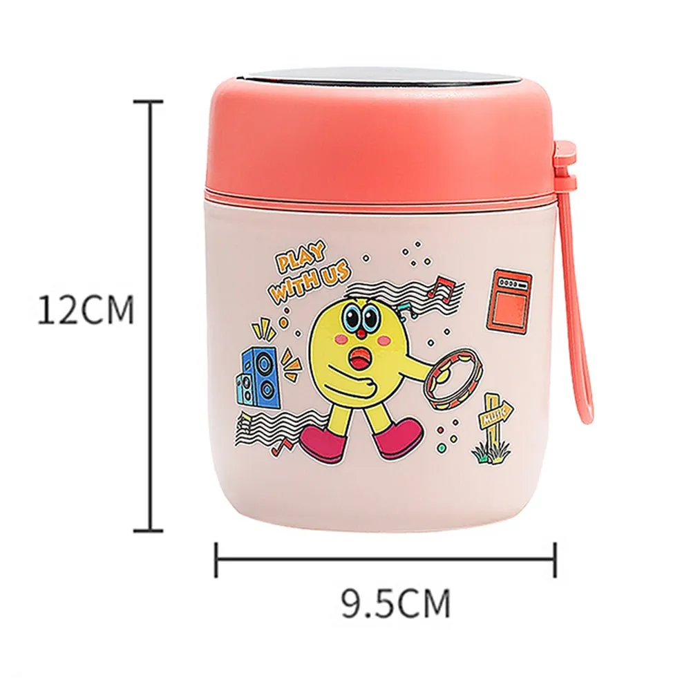 Pink Rockstar theme theme,Stainless Steel Soup/ Salad Tiffin Box with Insulated Vertical Tiffin Bag with detachable Spoon for Kids