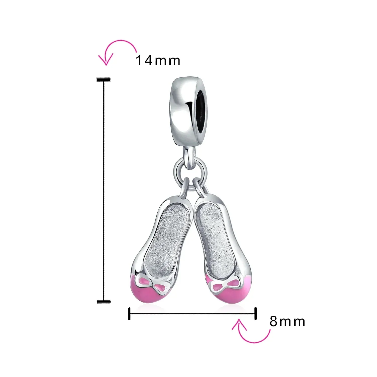 Pink White Prima Ballerina Charm Bead Sterling Silver for European Bracelet