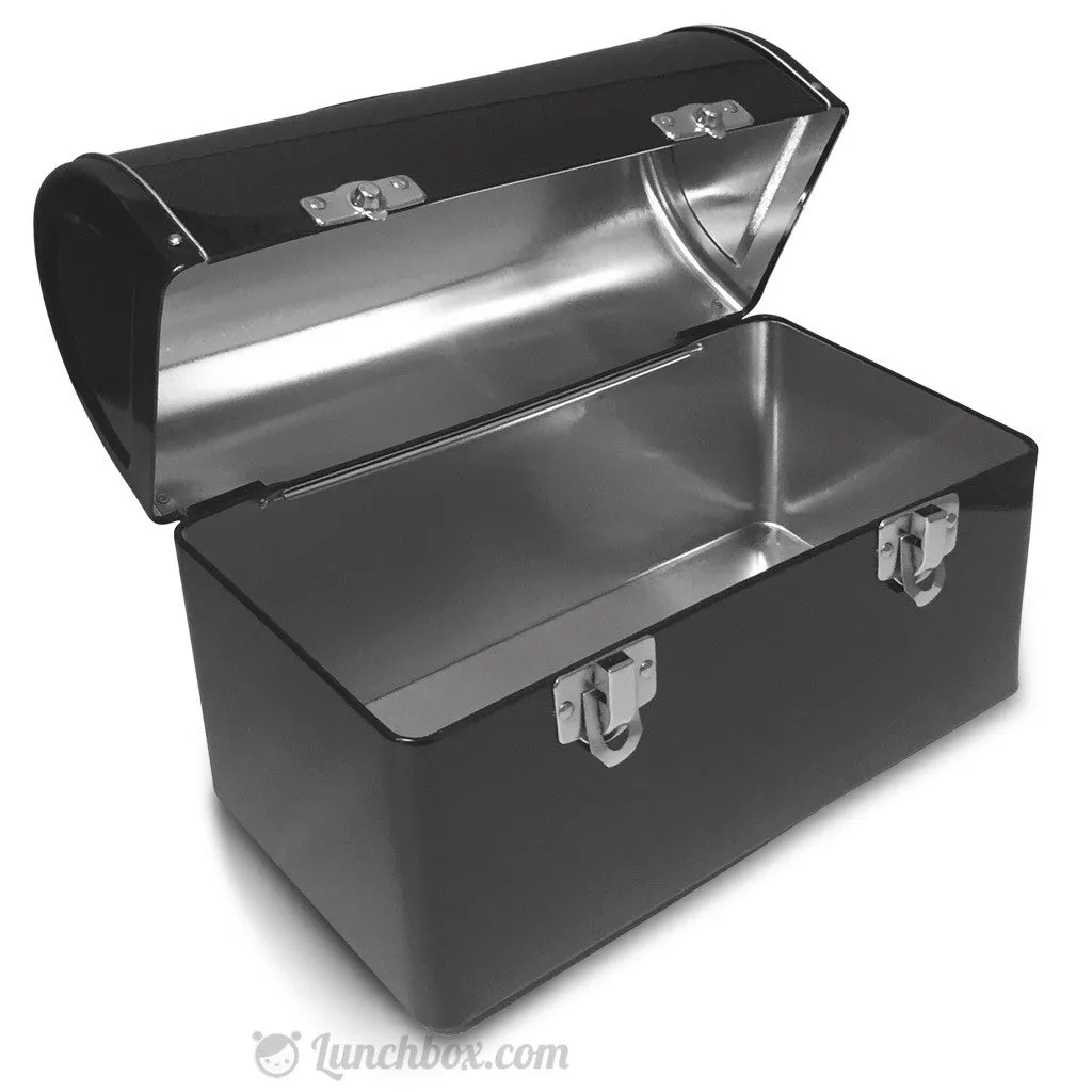 Plain Dome Lunch Box with Insulated Bottle - Black