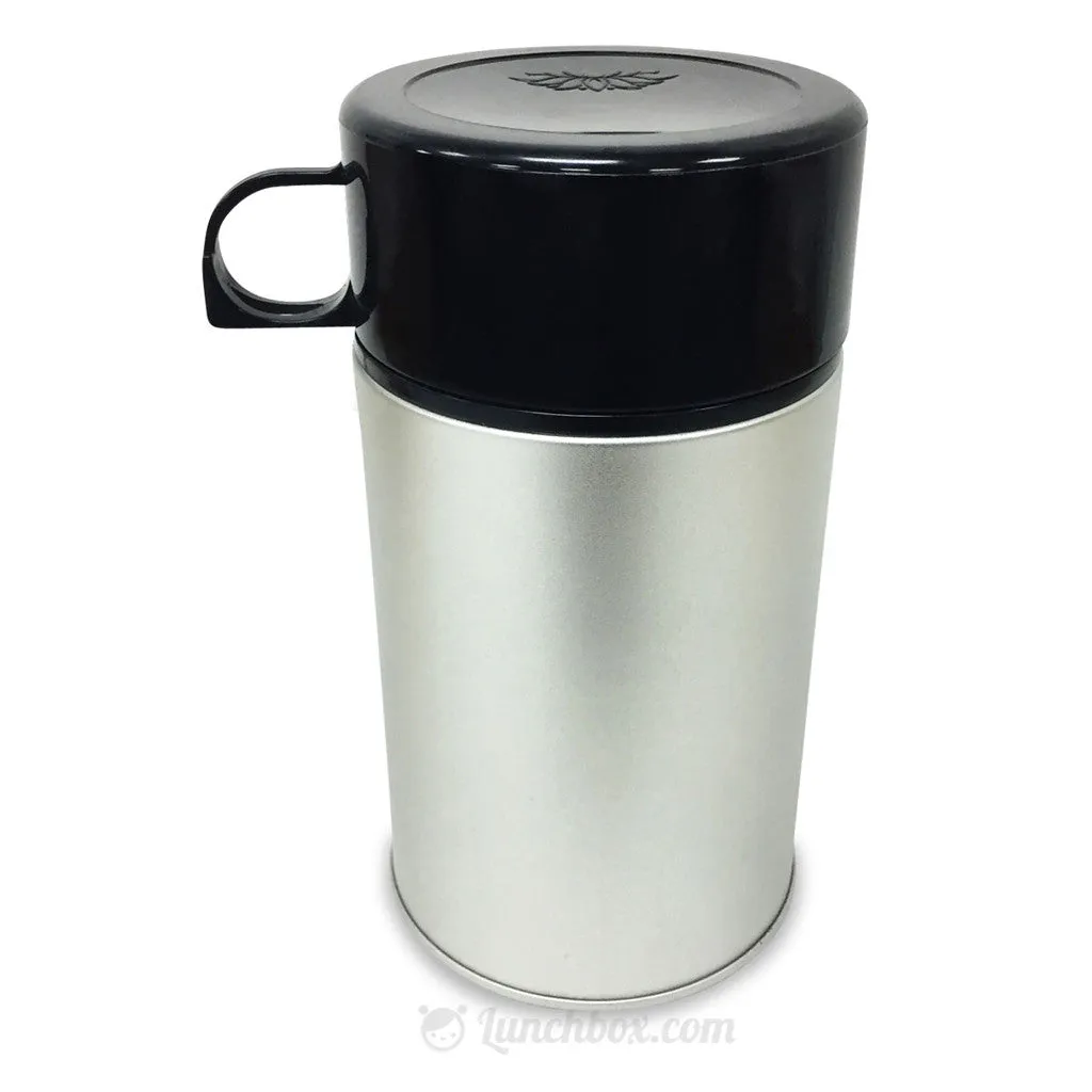 Plain Dome Lunch Box with Insulated Bottle - Silver