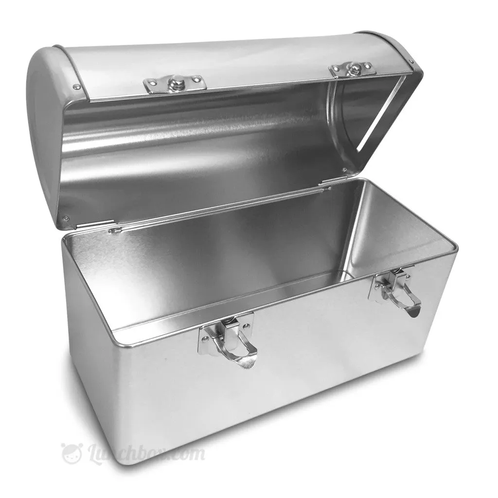 Plain Dome Lunch Box with Insulated Bottle - Silver