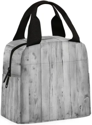 Plank Wood Grain Lunch Bag Wood Grain Tote Lunch Bag Reusable Lunch Box Leakproof Cooler Bag