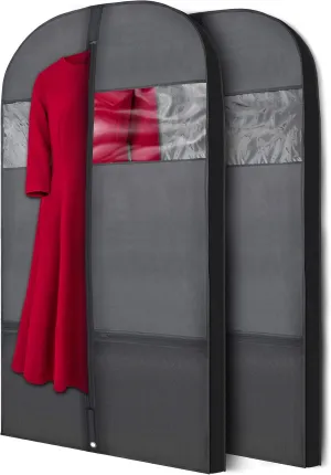 Plixio 54" Black Garment Bags for Travel or Hanging Clothes Storage - Suit Bags Carriers Covers for Men & Women - Dresses, Shirts, Fur Coats, Jackets - Zippered Breathable Gusset Clothing Storage Bags