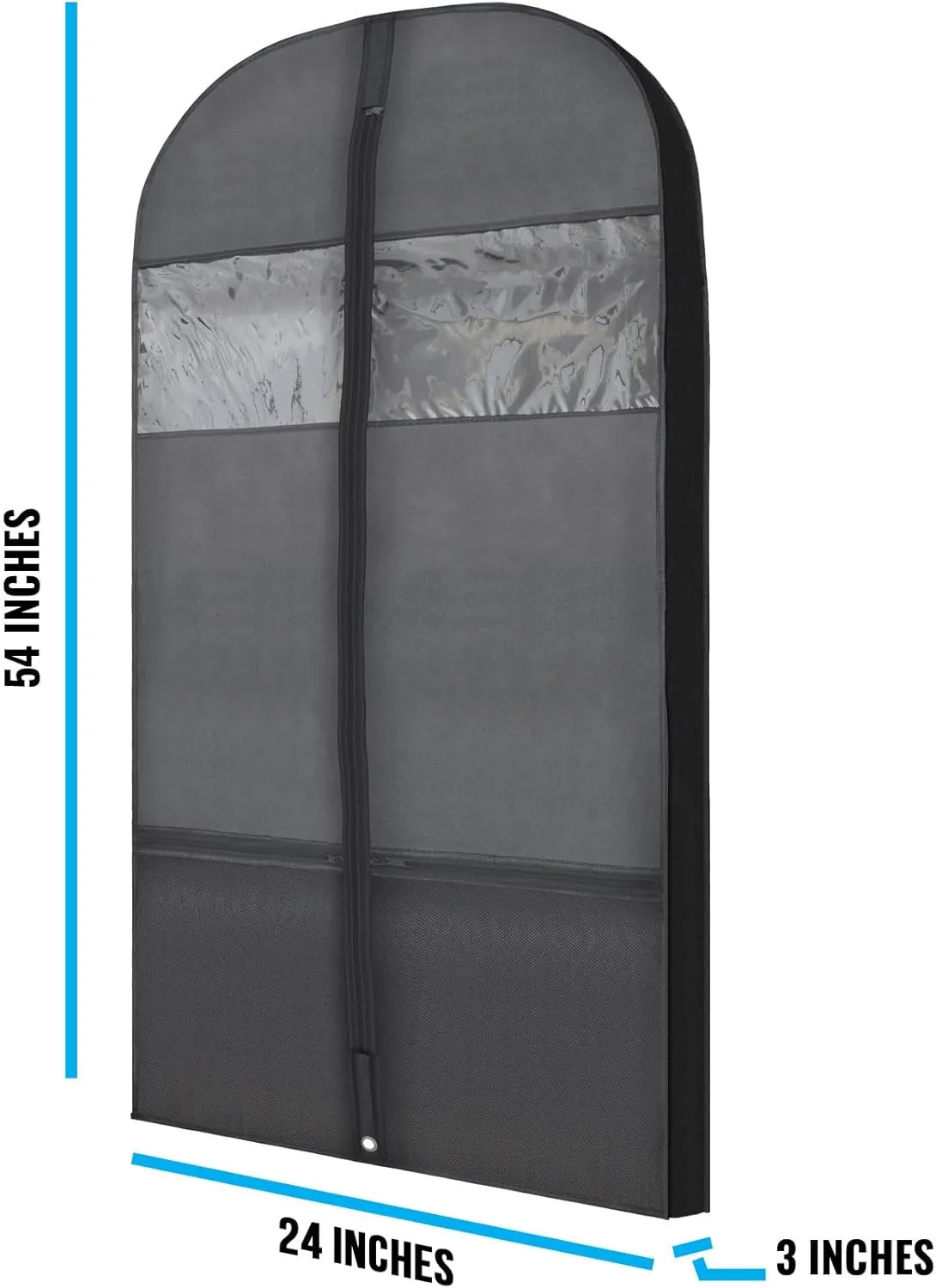 Plixio 54" Black Garment Bags for Travel or Hanging Clothes Storage - Suit Bags Carriers Covers for Men & Women - Dresses, Shirts, Fur Coats, Jackets - Zippered Breathable Gusset Clothing Storage Bags