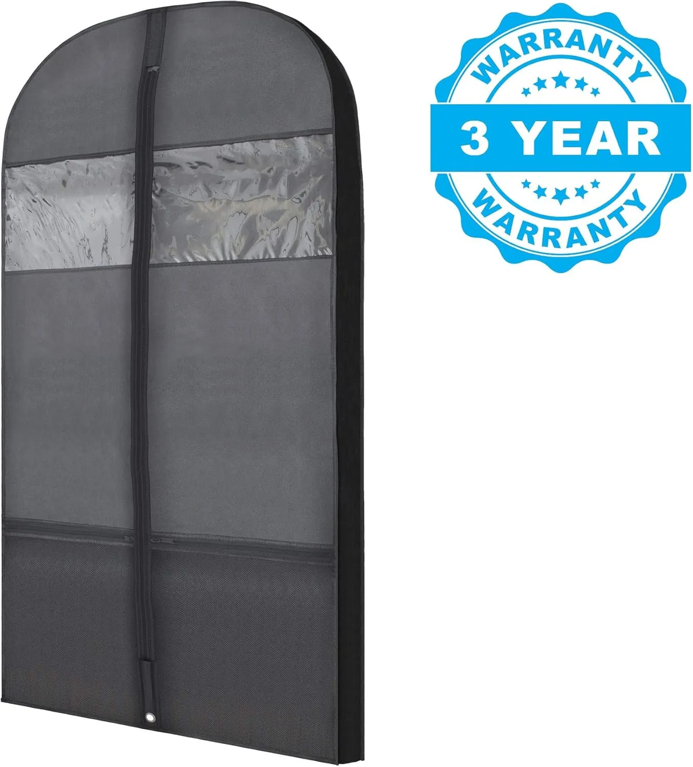 Plixio 54" Black Garment Bags for Travel or Hanging Clothes Storage - Suit Bags Carriers Covers for Men & Women - Dresses, Shirts, Fur Coats, Jackets - Zippered Breathable Gusset Clothing Storage Bags