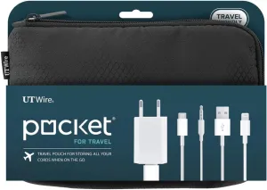 Pocket Travel Organizer Case with Zipper for Charger, Cable, Power Bank, Flash Memory Accessories Holder in Black 1-Pack