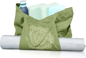 Pockets & Places Yoga Bags for Women with Mat Pocket(L21.6 xW5.1 xH13.7) Canvas Tote Bag for Workout, Travel, Beach and Gym