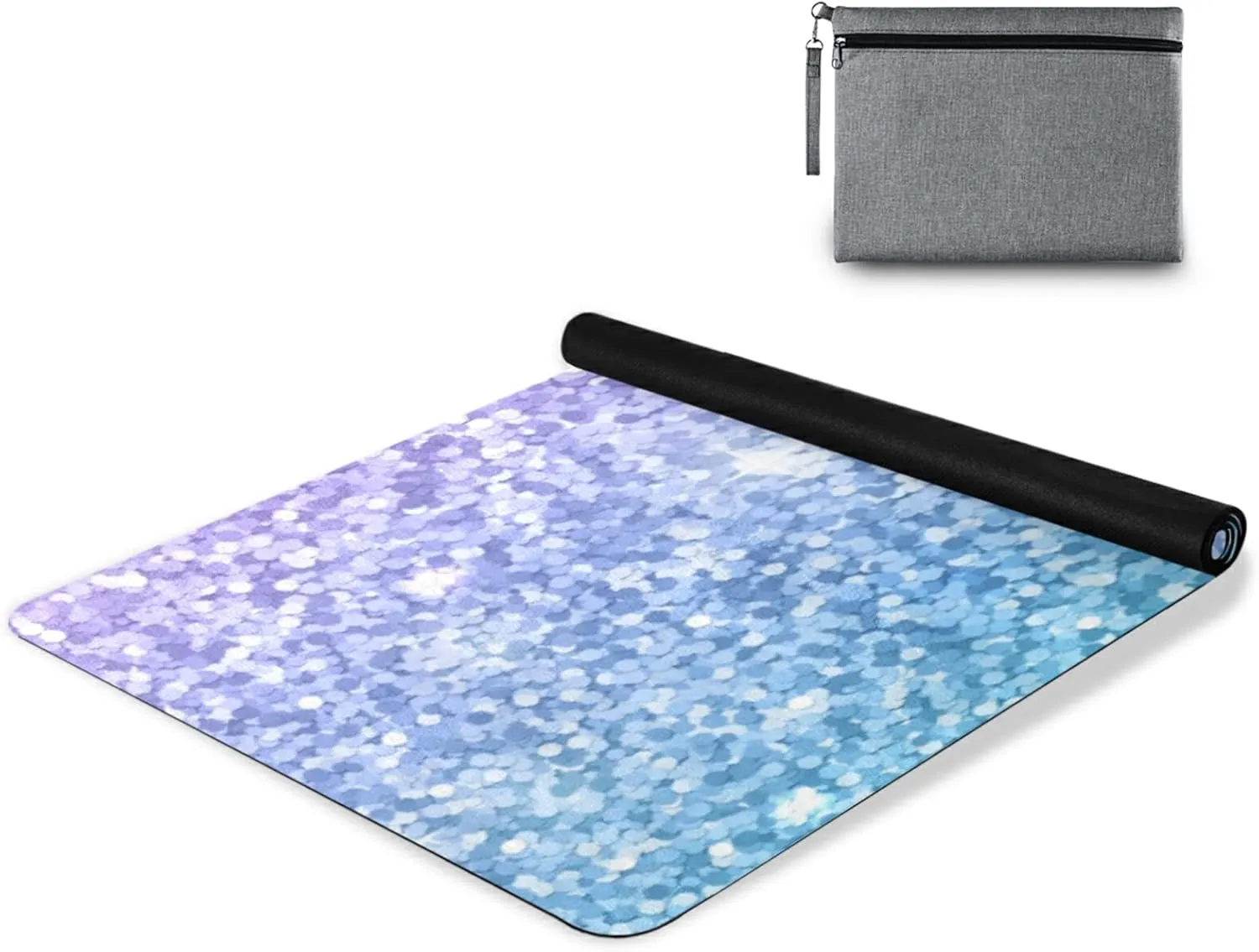 Poeticcity 1 mm Thick Non-Slip Rubber Yoga Mat, Durable Folding Workout Mat, Fitness Safe Mat with Bag for Pilates and Floor Exercises