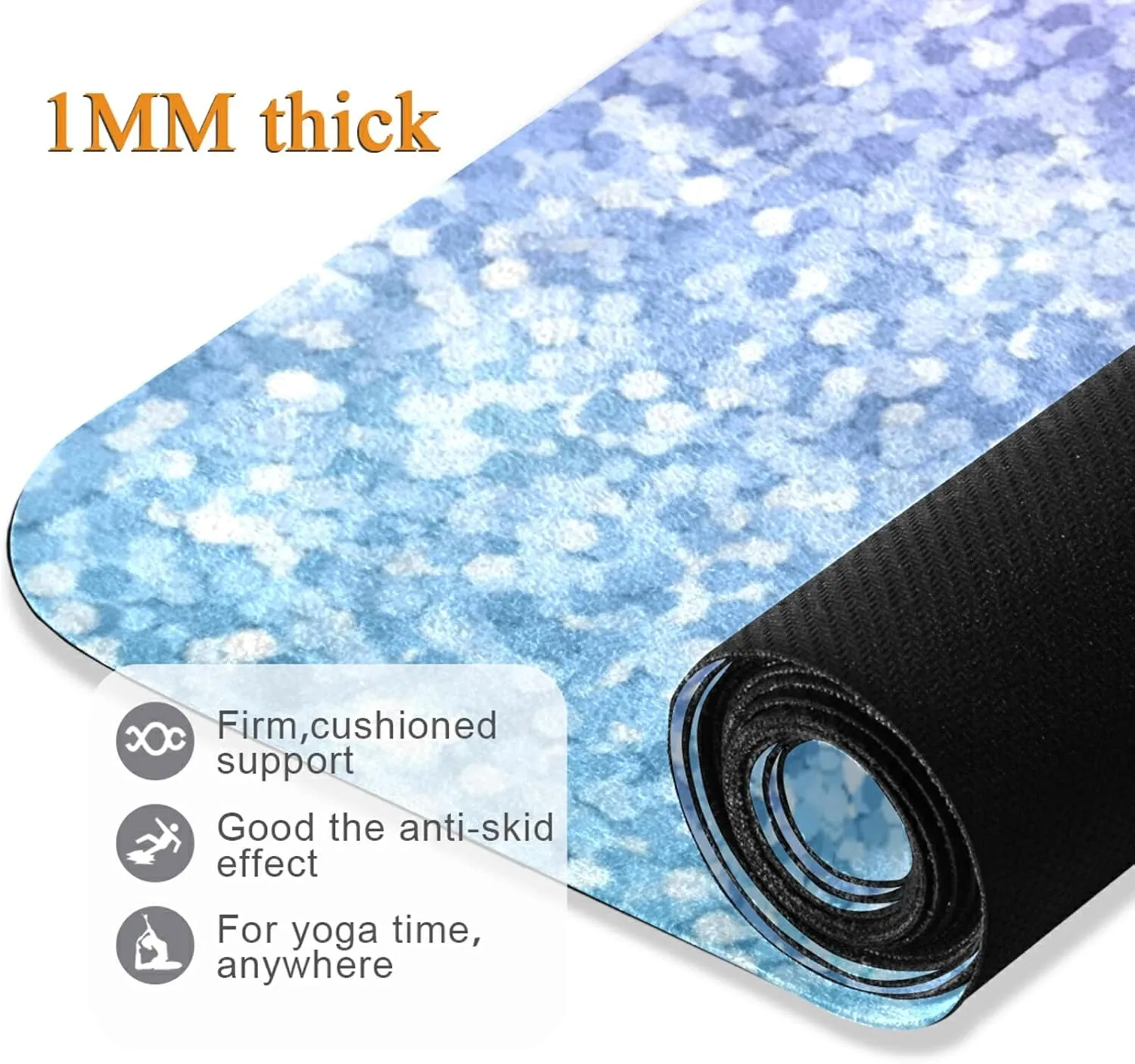 Poeticcity 1 mm Thick Non-Slip Rubber Yoga Mat, Durable Folding Workout Mat, Fitness Safe Mat with Bag for Pilates and Floor Exercises