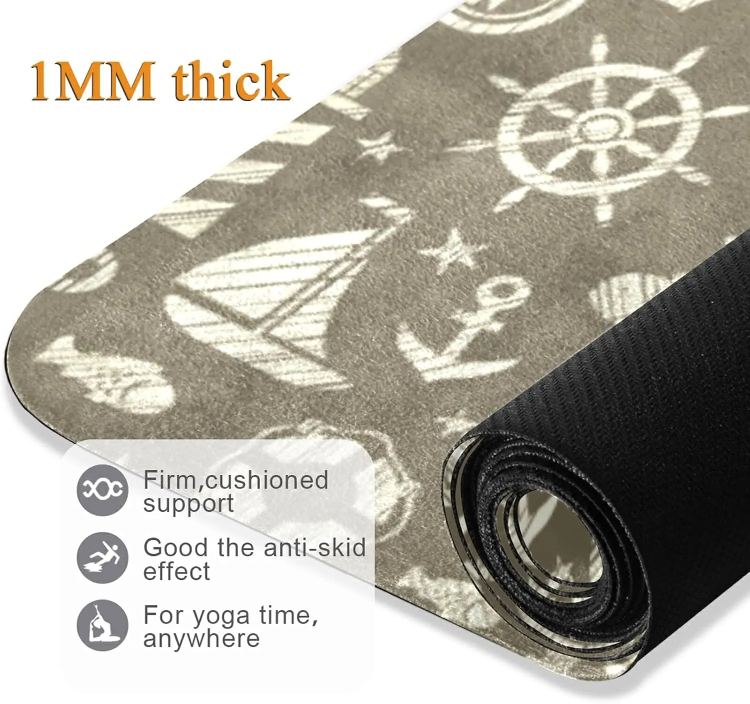 Poeticcity 1 mm Thick Non-Slip Rubber Yoga Mat, Durable Folding Workout Mat, Fitness Safe Mat with Bag for Pilates and Floor Exercises