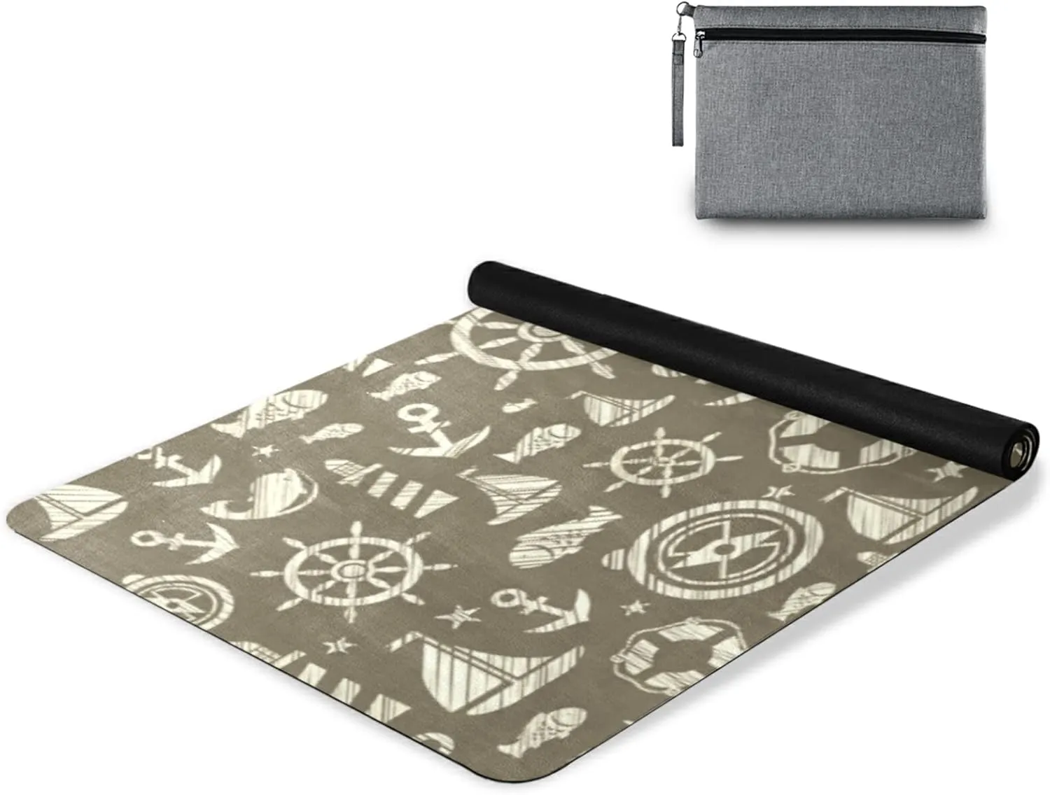 Poeticcity 1 mm Thick Non-Slip Rubber Yoga Mat, Durable Folding Workout Mat, Fitness Safe Mat with Bag for Pilates and Floor Exercises