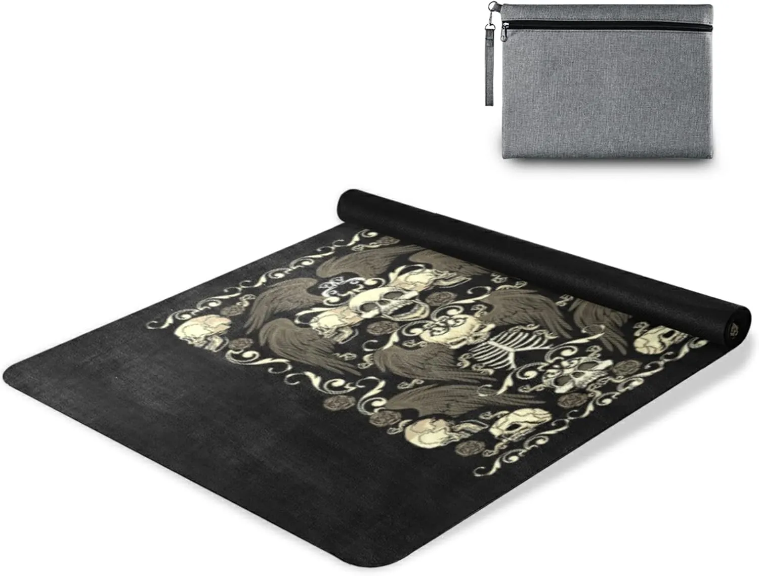 Poeticcity 1 mm Thick Non-Slip Rubber Yoga Mat, Durable Folding Workout Mat, Fitness Safe Mat with Bag for Pilates and Floor Exercises