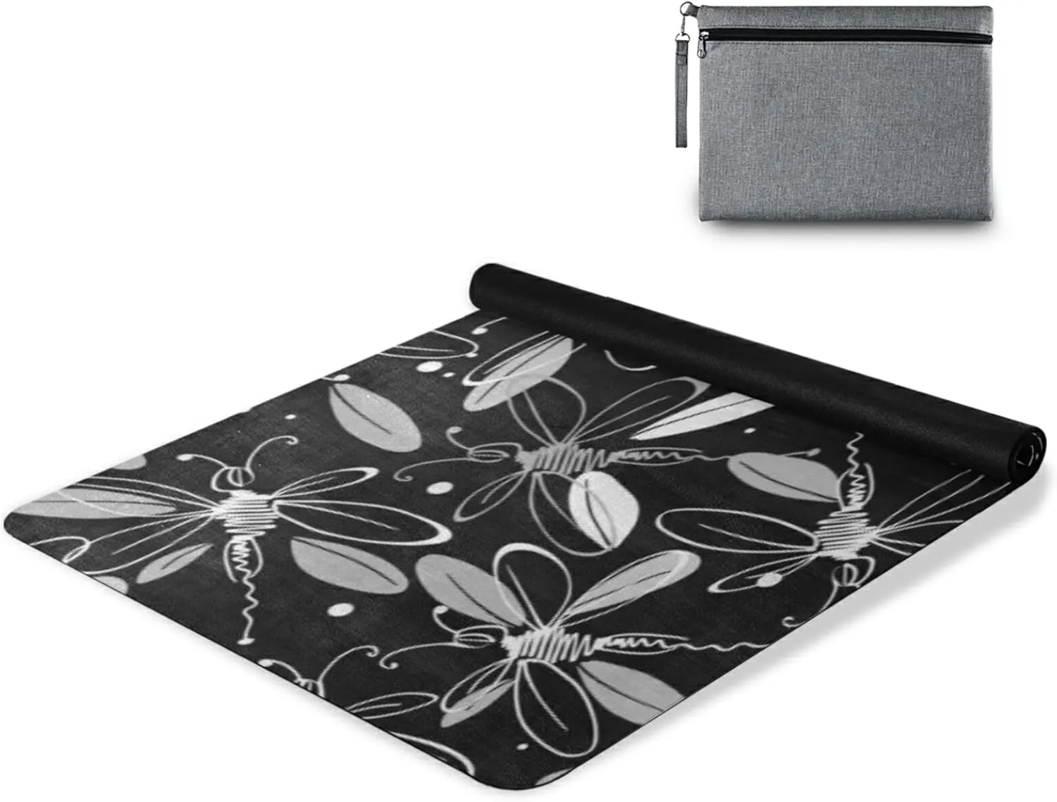 Poeticcity 1 mm Thick Non-Slip Rubber Yoga Mat, Durable Folding Workout Mat, Fitness Safe Mat with Bag for Pilates and Floor Exercises