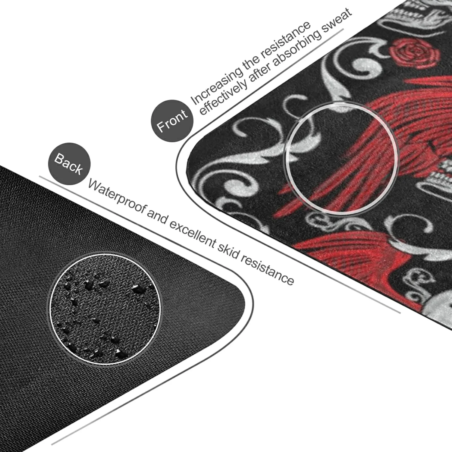 Poeticcity 1 mm Thick Non-Slip Rubber Yoga Mat, Durable Folding Workout Mat, Fitness Safe Mat with Bag for Pilates and Floor Exercises
