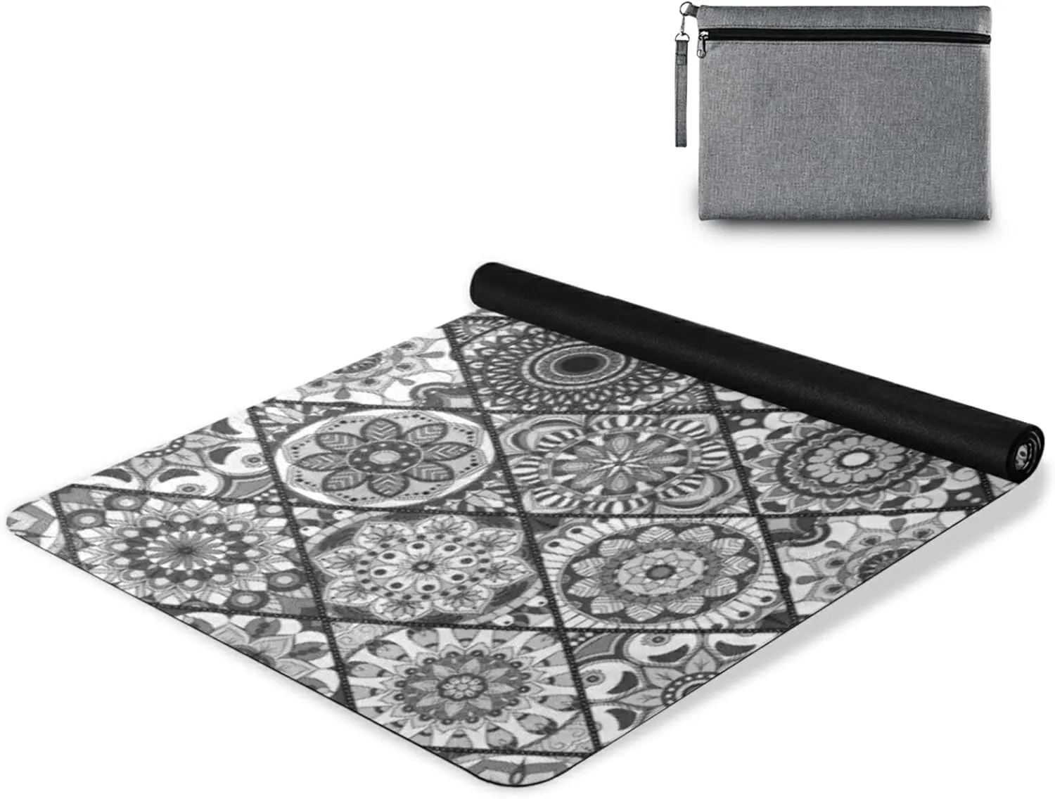 Poeticcity 1 mm Thick Non-Slip Rubber Yoga Mat, Durable Folding Workout Mat, Fitness Safe Mat with Bag for Pilates and Floor Exercises