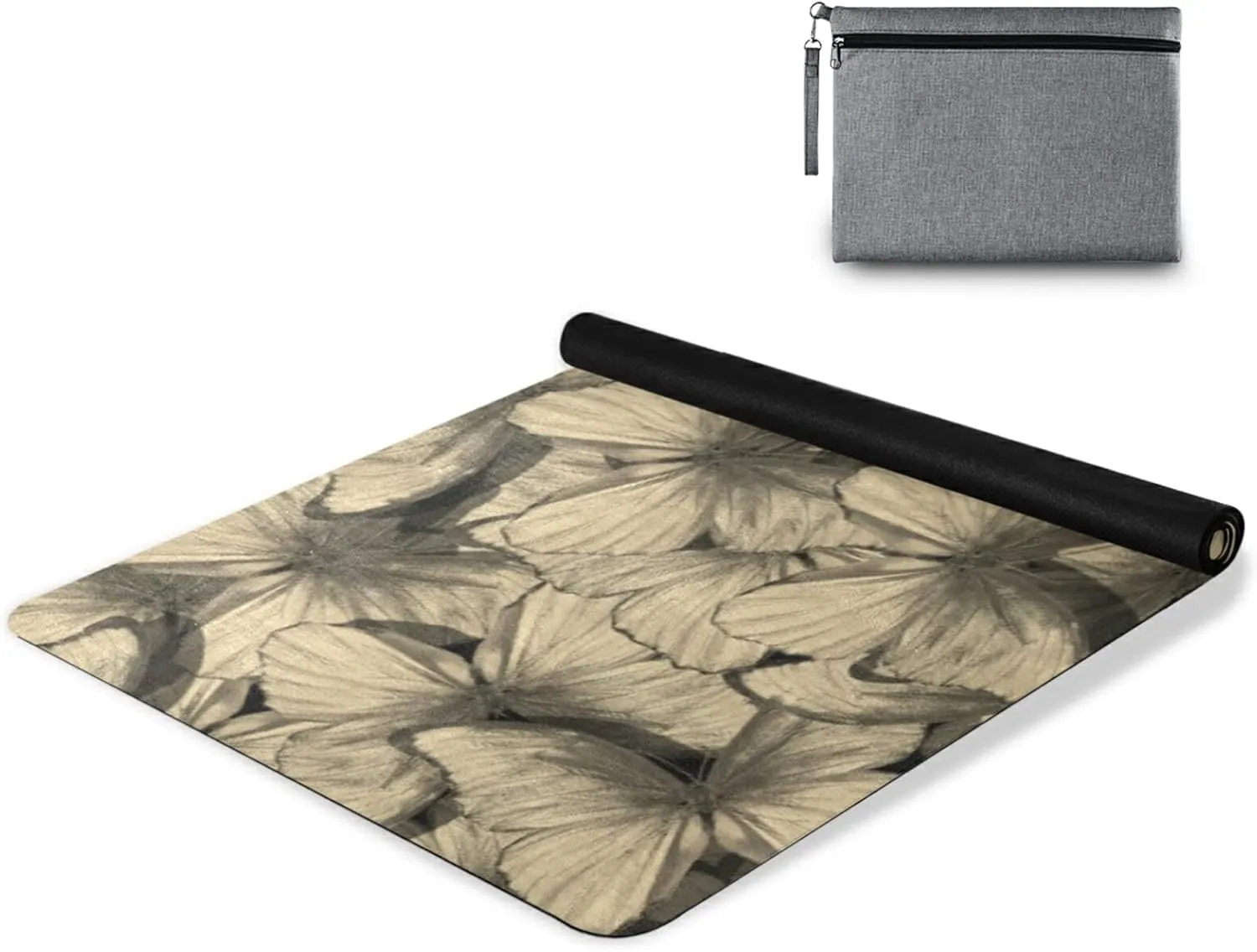 Poeticcity 1 mm Thick Non-Slip Rubber Yoga Mat, Durable Folding Workout Mat, Fitness Safe Mat with Bag for Pilates and Floor Exercises