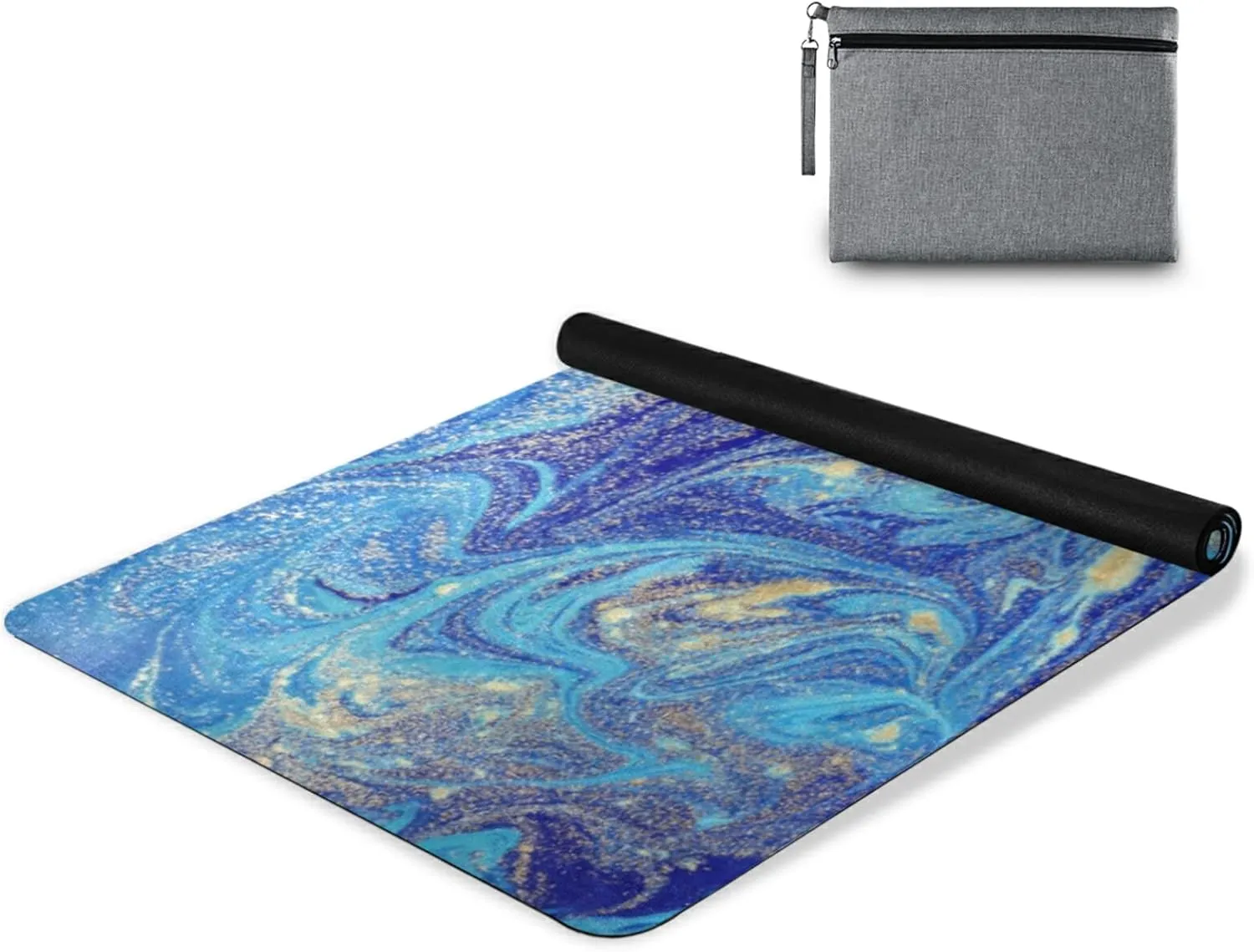Poeticcity 1 mm Thick Non-Slip Rubber Yoga Mat, Durable Folding Workout Mat, Fitness Safe Mat with Bag for Pilates and Floor Exercises