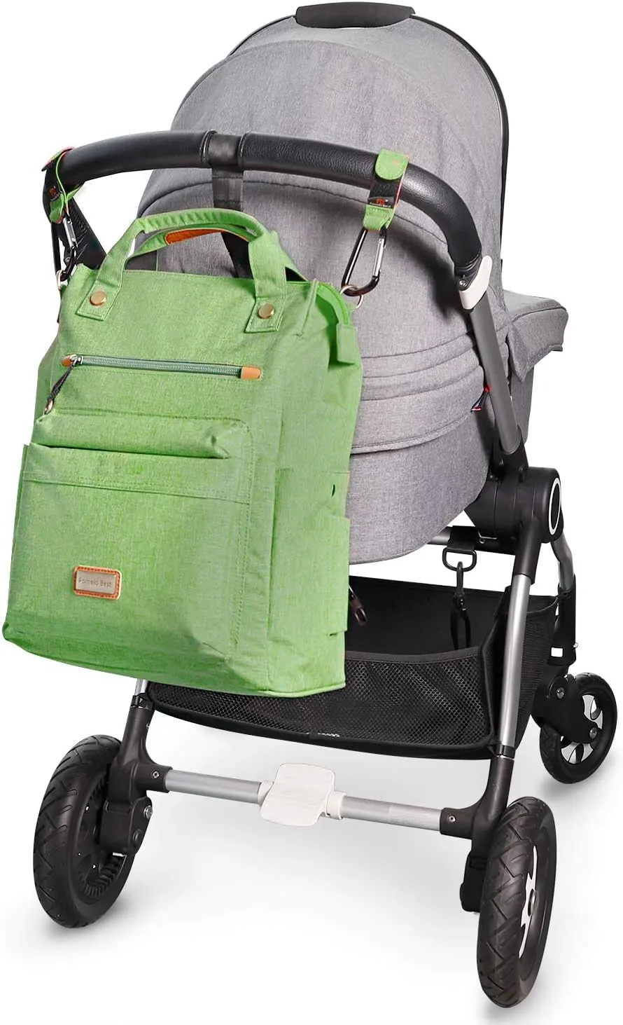 Pomelo Best Baby Diaper Bag Backpack, Large Capacity Multifunction Travel Pack with Waterproof Changing Pad, stroller hook with velcro, insulated bottle holder, utensil pocket, Green