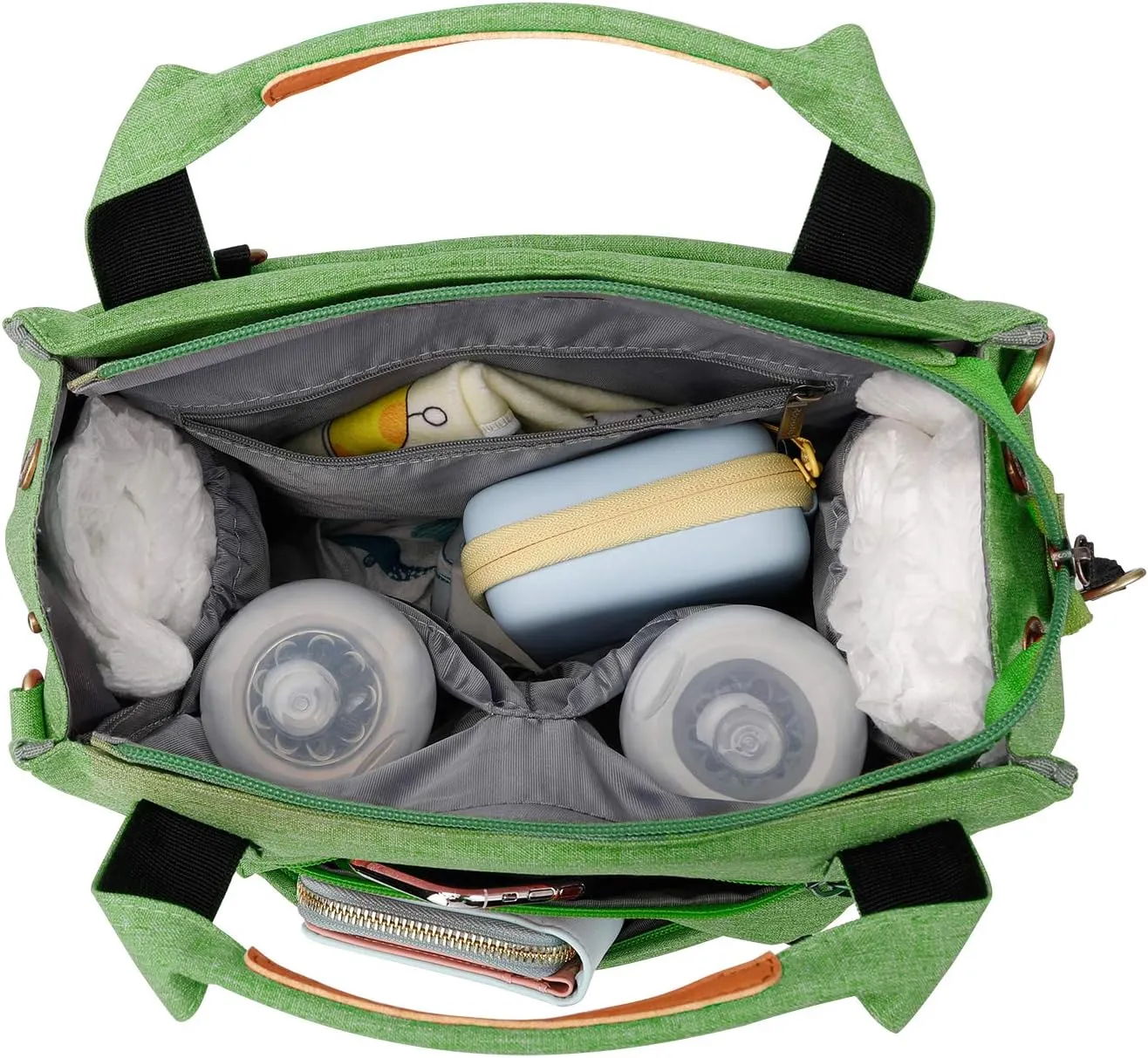 Pomelo Best Baby Diaper Bag Backpack, Large Capacity Multifunction Travel Pack with Waterproof Changing Pad, stroller hook with velcro, insulated bottle holder, utensil pocket, Green