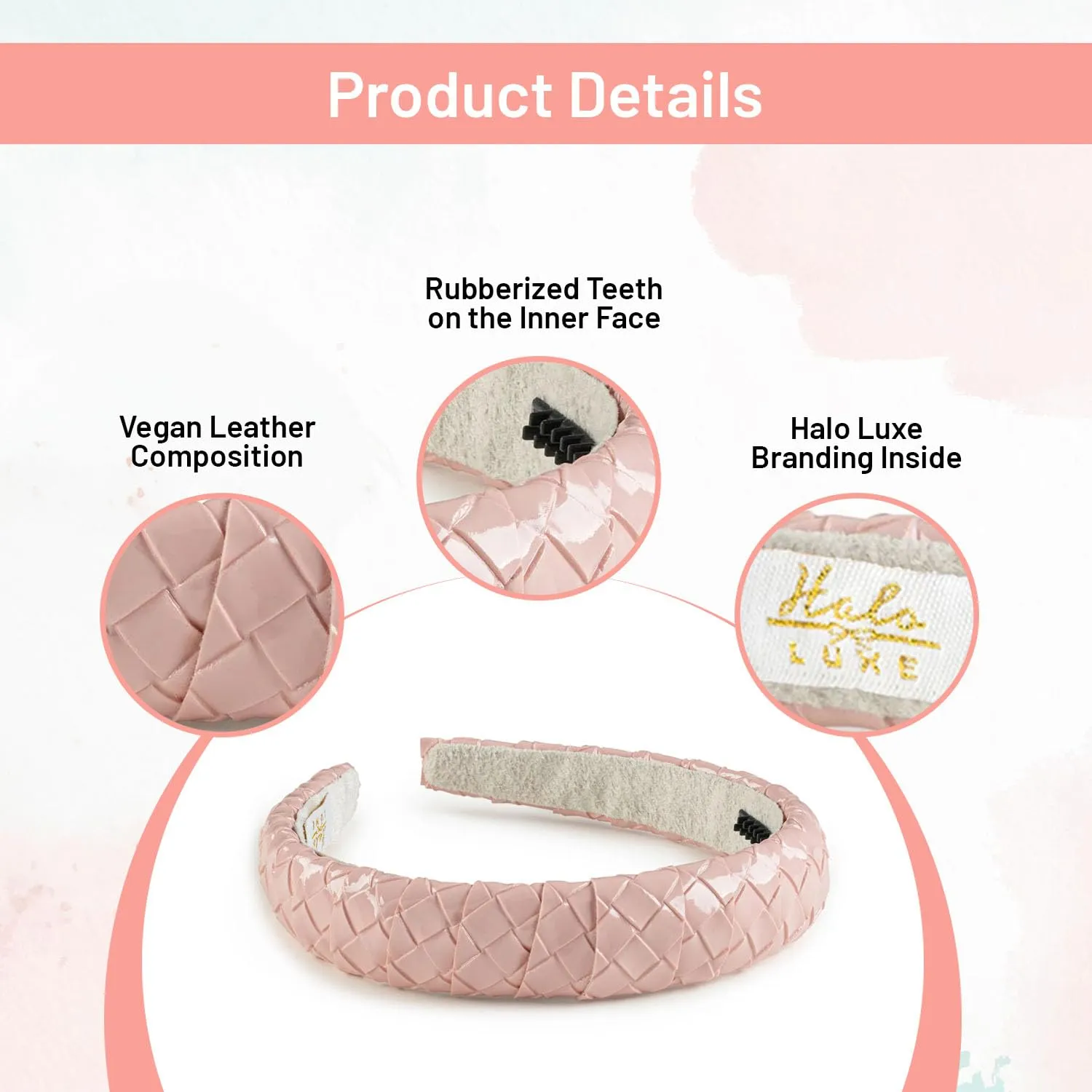 Poppy Woven Patent Vegan Leather Headband - Ballet Slipper | Stylish & Secure, Cruelty-Free Hair Accessory for Every Occasion