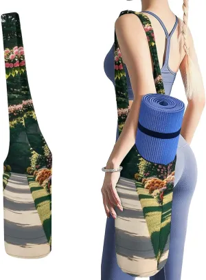 Portable Yoga Mat Bag Ornamental Plant Flower Arch Printed Gym Bag with Strap Yoga Mat Storage Bag Gym Tote Sports Bag for Pilates Travel Men Women