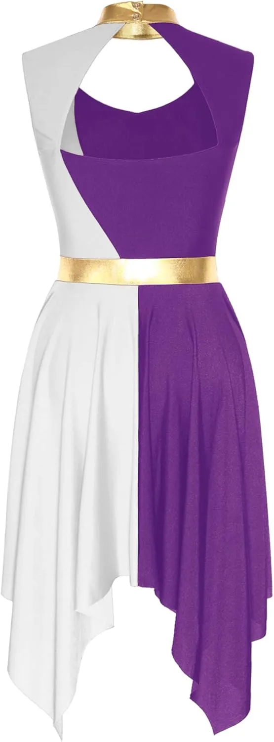 Praise Dance Tunic for Women Color Block Cutout Liturgical Worship Dance Costume Prom Party