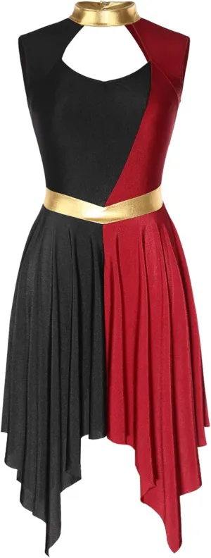 Praise Dance Tunic for Women Color Block Cutout Liturgical Worship Dance Costume Prom Party