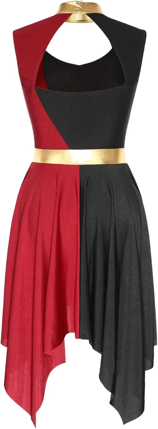 Praise Dance Tunic for Women Color Block Cutout Liturgical Worship Dance Costume Prom Party