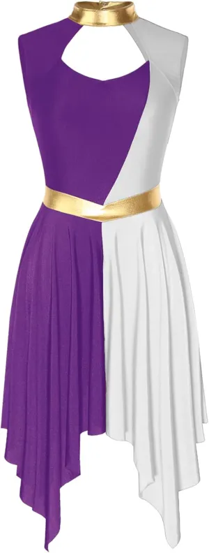 Praise Dance Tunic for Women Color Block Cutout Liturgical Worship Dance Costume Prom Party