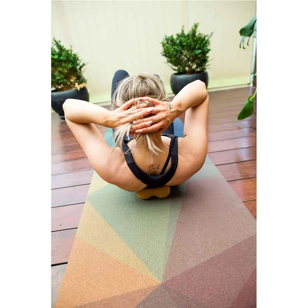 Premium Cork Yoga Mat with Rubber Back | Polygon Abstract | 5mm