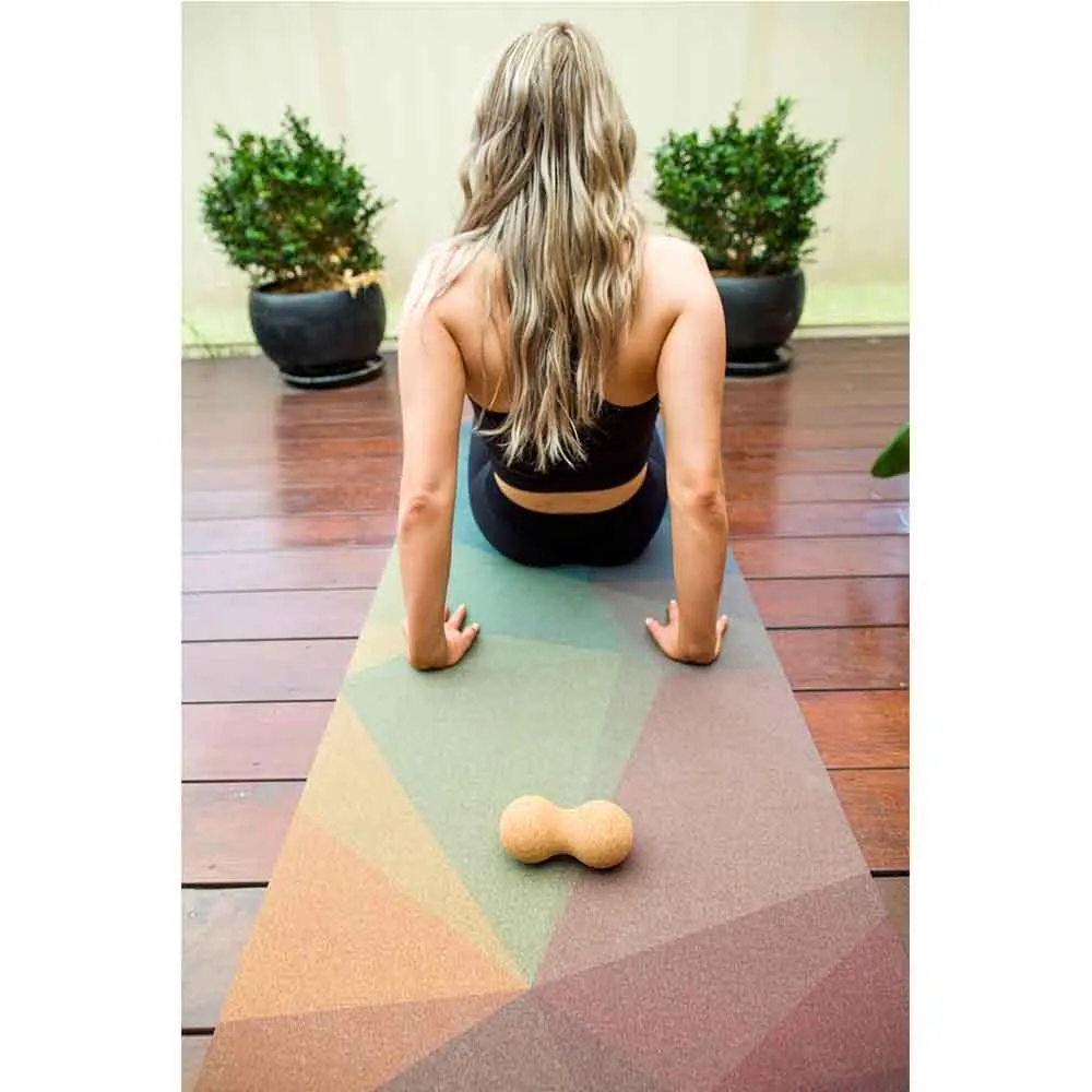 Premium Cork Yoga Mat with Rubber Back | Polygon Abstract | 5mm