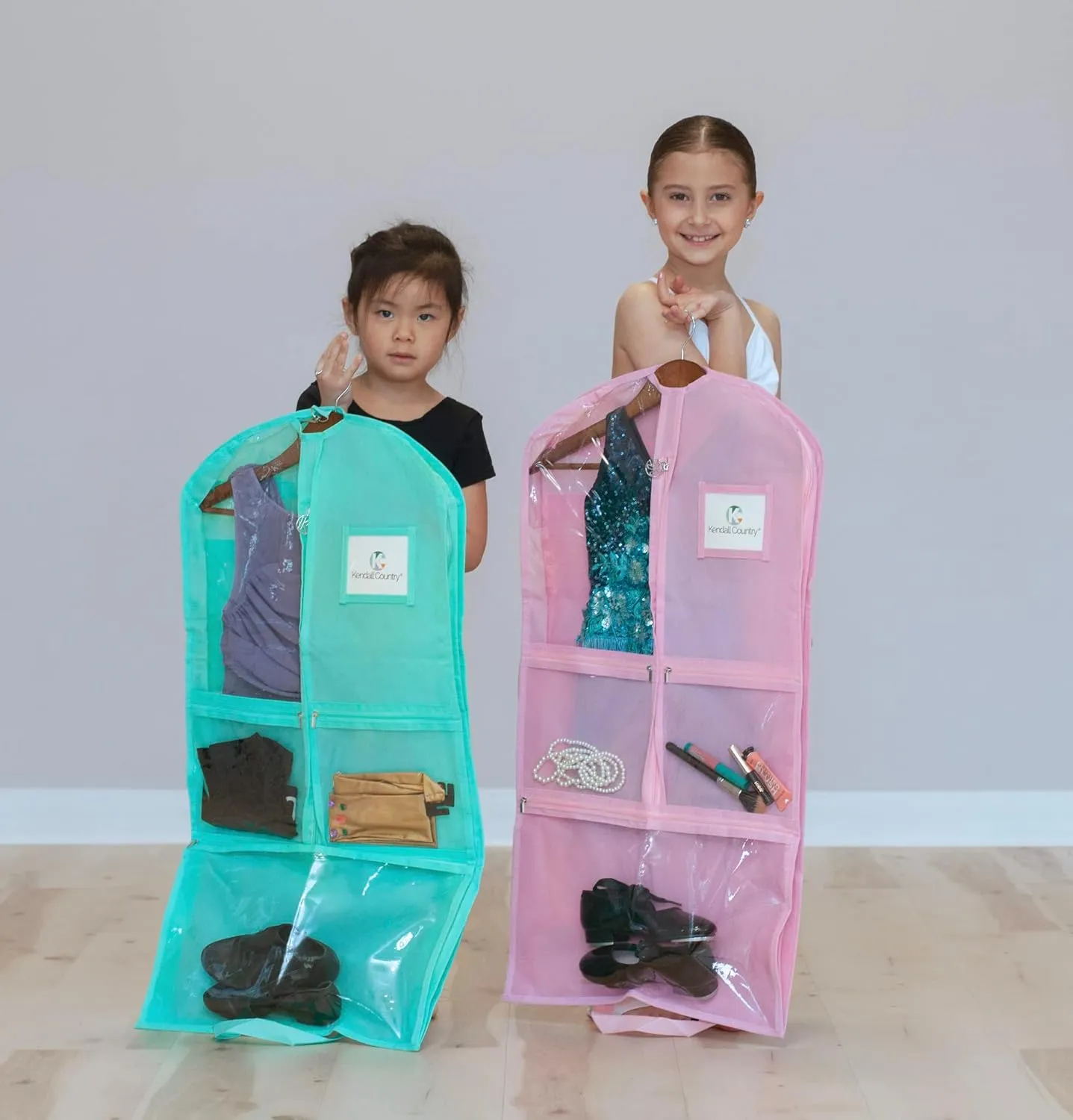 Premium Waterproof Dance Garment Bag,35 inch Clothes Bag with Gusset, 5 Pockets & Side Zip for Dance Costumes, Beauty Pageants, Cheer & More. Best for younger performers with small costume pieces.