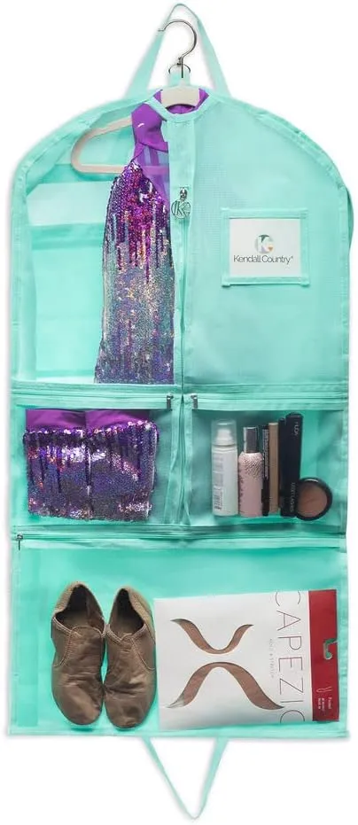 Premium Waterproof Dance Garment Bag,35 inch Clothes Bag with Gusset, 5 Pockets & Side Zip for Dance Costumes, Beauty Pageants, Cheer & More. Best for younger performers with small costume pieces.