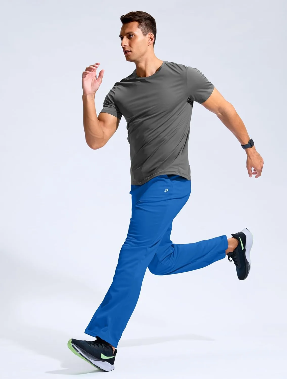 Pudolla Men's Lightweight Mesh Sweatpants Loose Fit Open Bottom Athletic Workout Gym Pants with Zipper Pockets