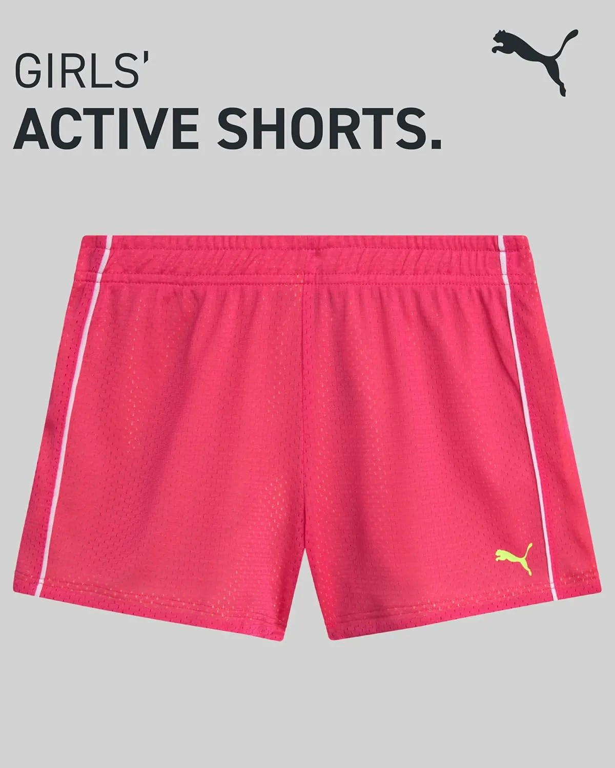 PUMA Girls' Active Shorts - Athletic Performance Double Mesh Running Shorts - Dolphin Gym Shorts for Girls (Sizes: 4-16)