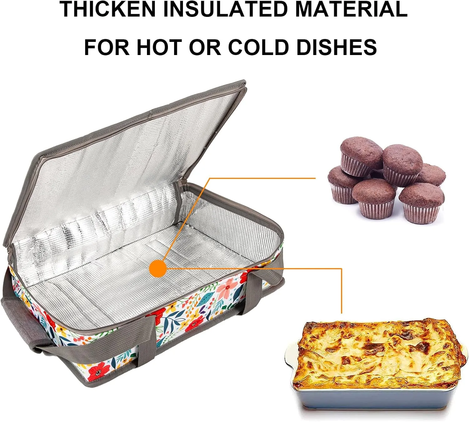 QEES Insulated Casserole Carriers for Hot or Cold Food,Casserole Dish Bag Carrying Case,Food Carrier Warmer Container Bag For Travel Picnic.Pioneer Woman Kitchen Stuff.Fits 9"x13" Baking Dish