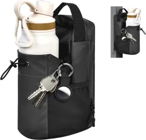 qiaofei Magnetic Gym Bag for Men & Women,Magnetic Gym Bag Organizer,18-40oz Water Bottle Holder with Multi-Pockets,Water-Resistant Travel Gym Bag with Phone Pocket, Detachable Strap – Black