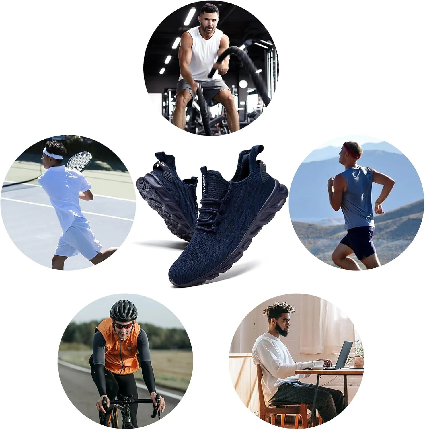 QIJGS Running Shoes for Men Gym Tennis Athletic Mesh Sneakers Lightweight Sports Fashion Workout Casual Shoes