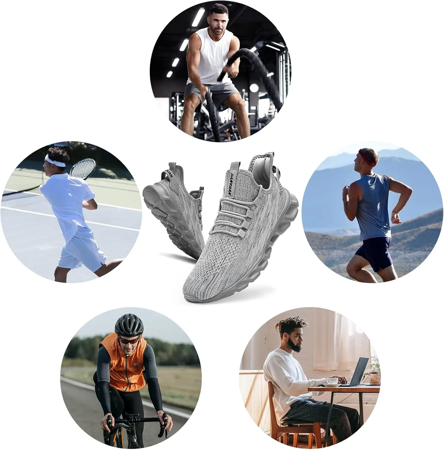 QIJGS Running Shoes for Men Gym Tennis Athletic Mesh Sneakers Lightweight Sports Fashion Workout Casual Shoes