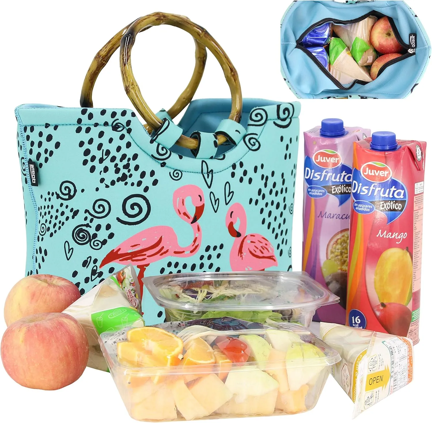 QOGiR Lunch Tote - Large Reusable Insulated Neoprene Lunch Bag with Inside Pocket