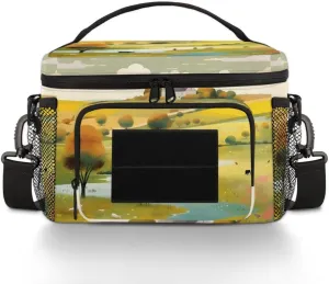 QsirBC Prairie Sheep Landscape Tactical Lunch Bag for Men Women Insulated Leakproof Lunch Box with Adjustable Shoulder Strap Thermal Cooler Meal Prep Container for Work Camping Picnic Travel Beach