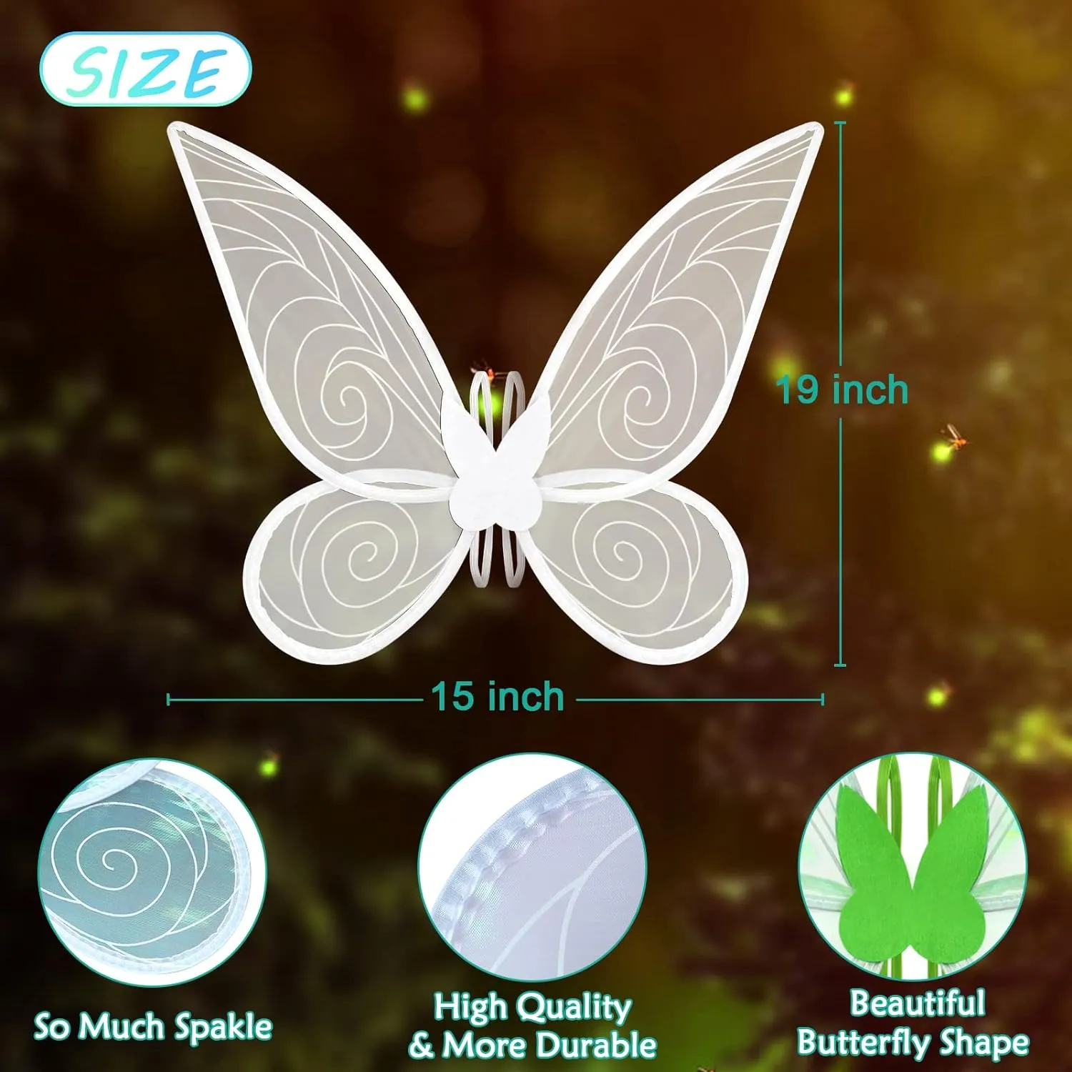 quescu 2Pcs Fairy Wings for Adults,Butterfly Wings for Girls Women,Halloween Costume Sparkle Angel Wings Dress Up Party Favor (White Pink)