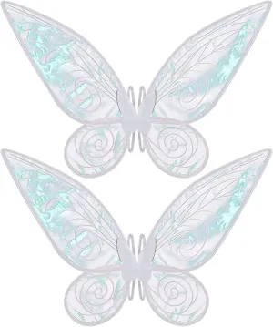 quescu 2Pcs Fairy Wings for Adults,Butterfly Wings for Girls Women,Halloween Costume Sparkle Angel Wings Dress Up Party Favor (White White)