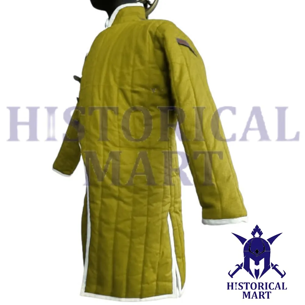 "Heavy-Duty Viking Gambeson Armor – Full Sleeve Quilted Jacket for SCA, HEMA & Reenactment Combat" (Small)